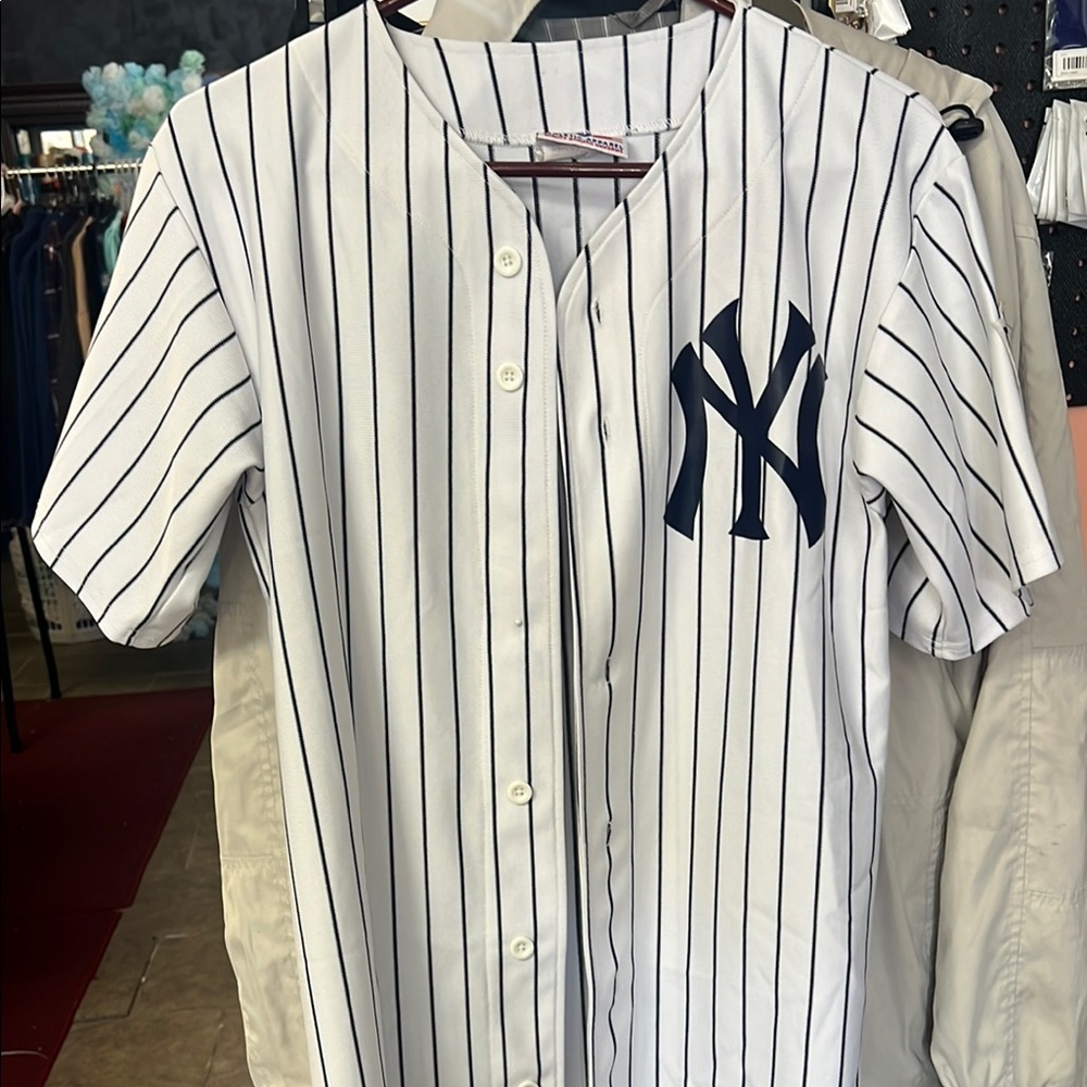 Men small 34-36 White and Blue Striped Shirt